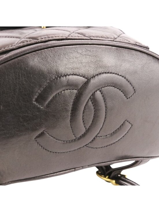 Chanel Vintage Quilted Lambskin Chain Shoulder Turnlock Backpack Black Pre Owned main image 8